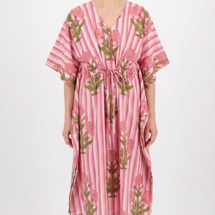 caftan Londres en coton block print de la marque Bohosoleil