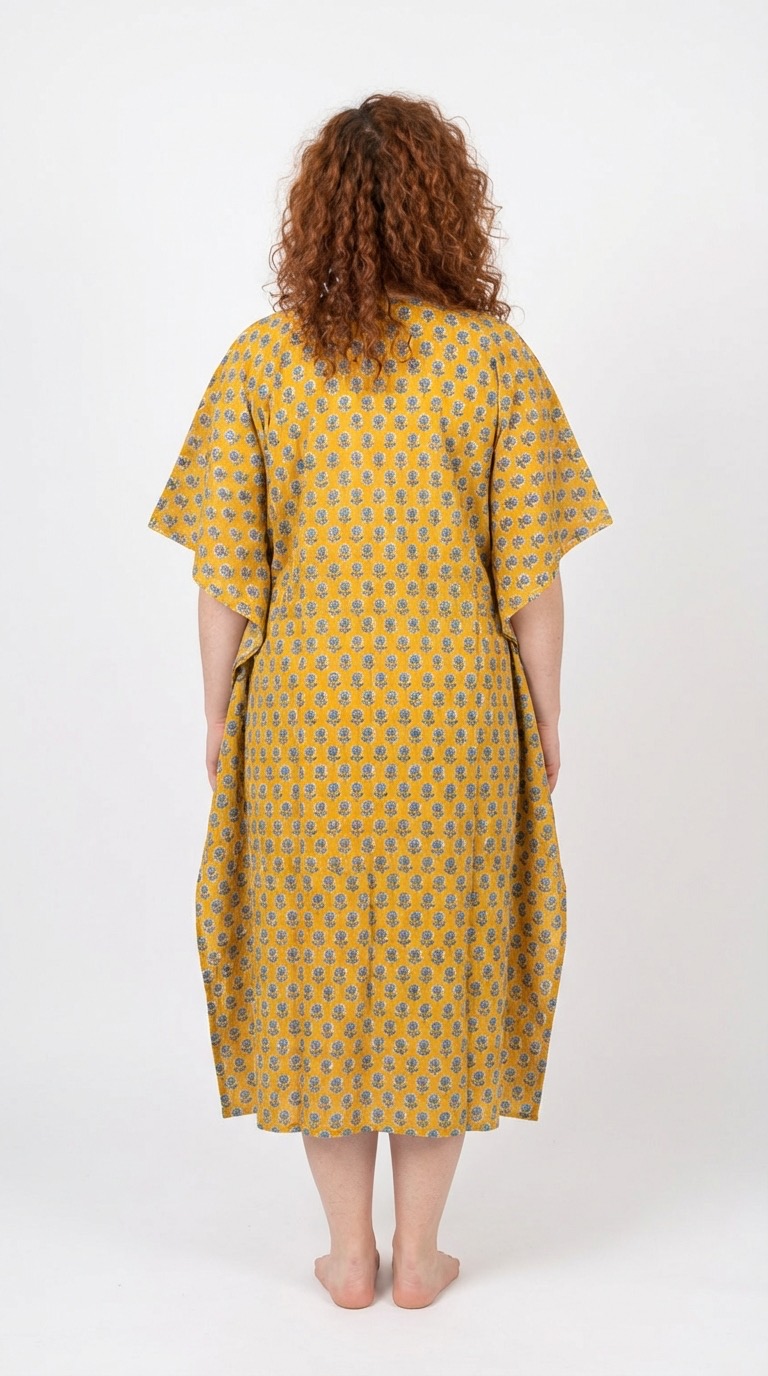 dos caftan Sri Lanka en coton block print de la marque Bohosoleil