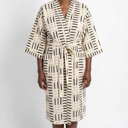 Peignoir léger en coton block print par Bohosoleil modèle Bahia