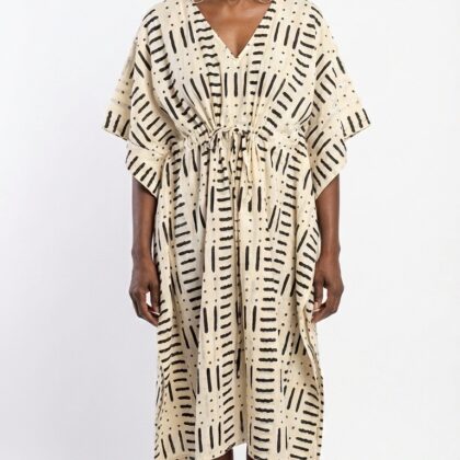 caftan en coton block print bahia par Bohosoleil