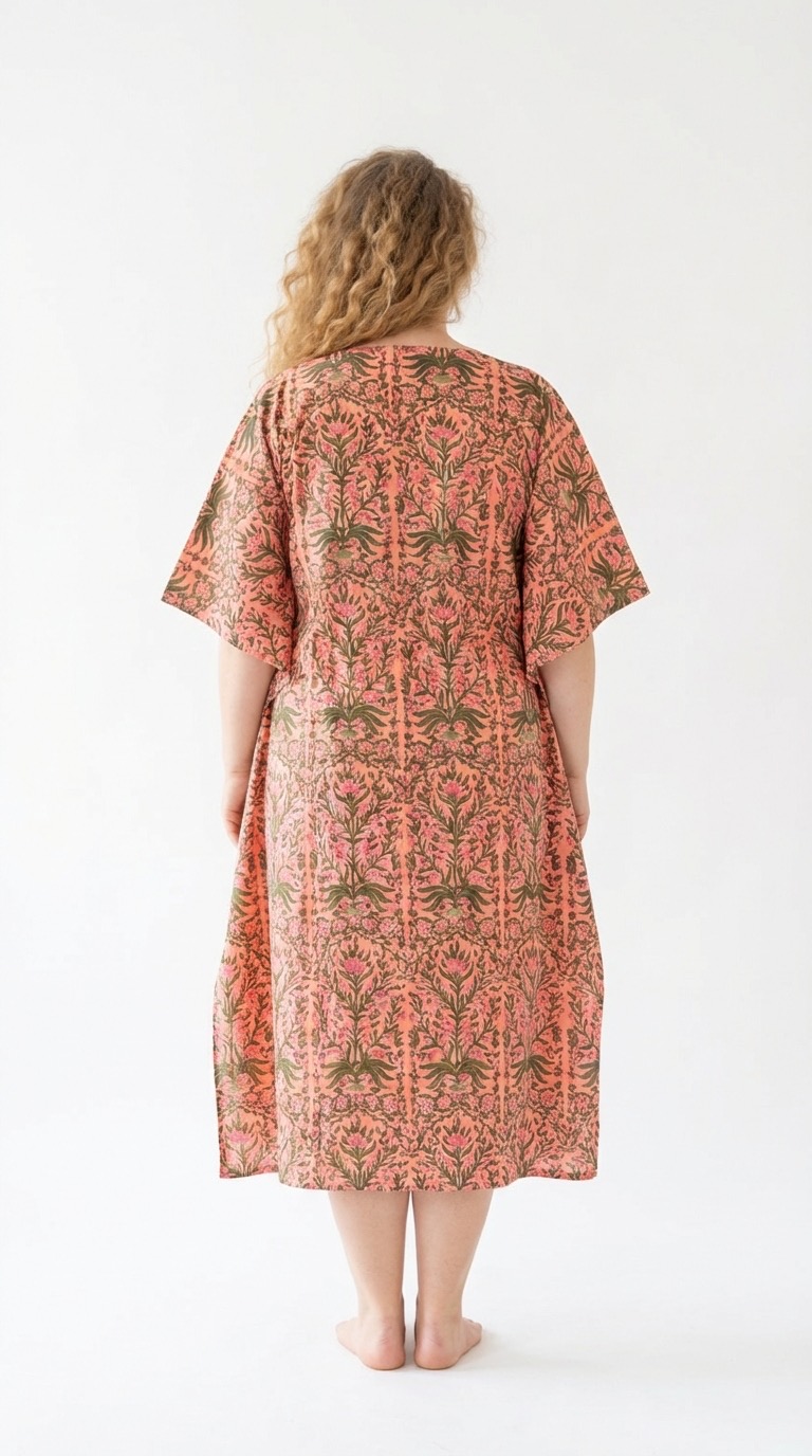 dos caftan Bangkok en coton block print de la marque Bohosoleil