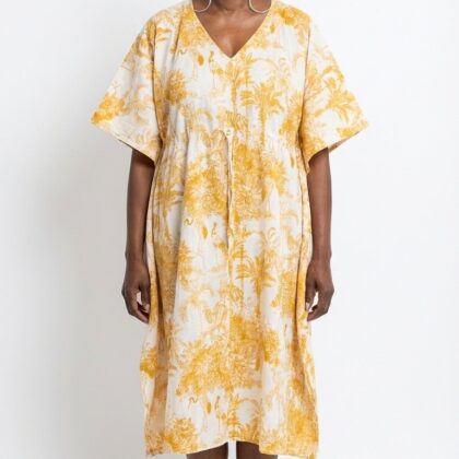 caftan Nairobi en coton block print par Bohosoleil