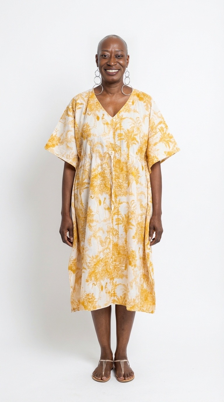 caftan Nairobi en coton block print par Bohosoleil