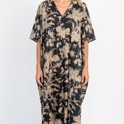 caftan beijing en coton block print de la marque Bohosoleil