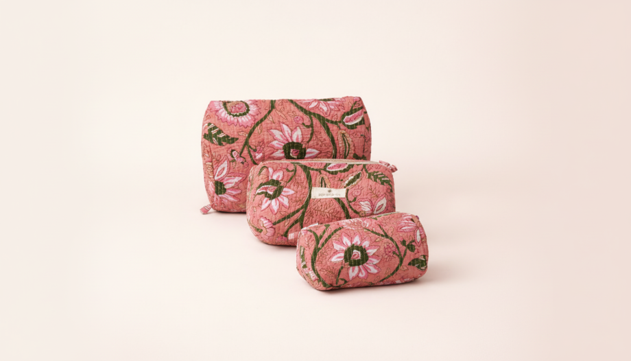 trousse de toilette coton fleurs rose élégante féminine Bohosoleil