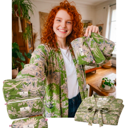 kit sweet home Bali en coton avec peignoir et trousses de maquillage