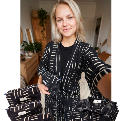 kit sweet home bamako en coton avec peignoir et trousses de toilette