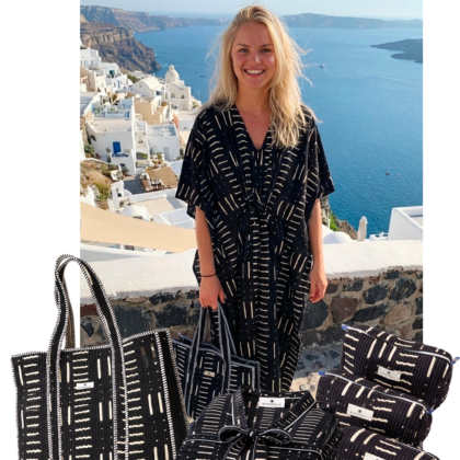 kit caftan trousses toilette maquillage sac cabas voyage en coton noir tendance par bohosoleil