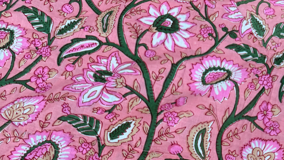 motif floral tissu block print