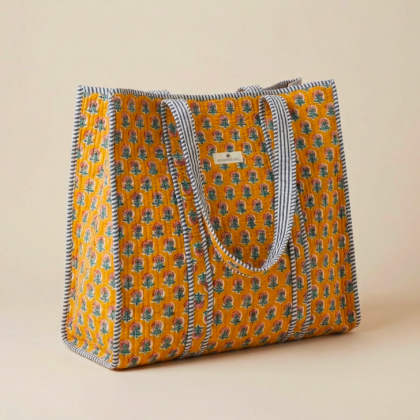 sac cabas sri lanka par bohosoleil moutarde motif fleurs indien