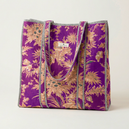 sac cabas Singapour par bohosoleil violet fleurs motif floral