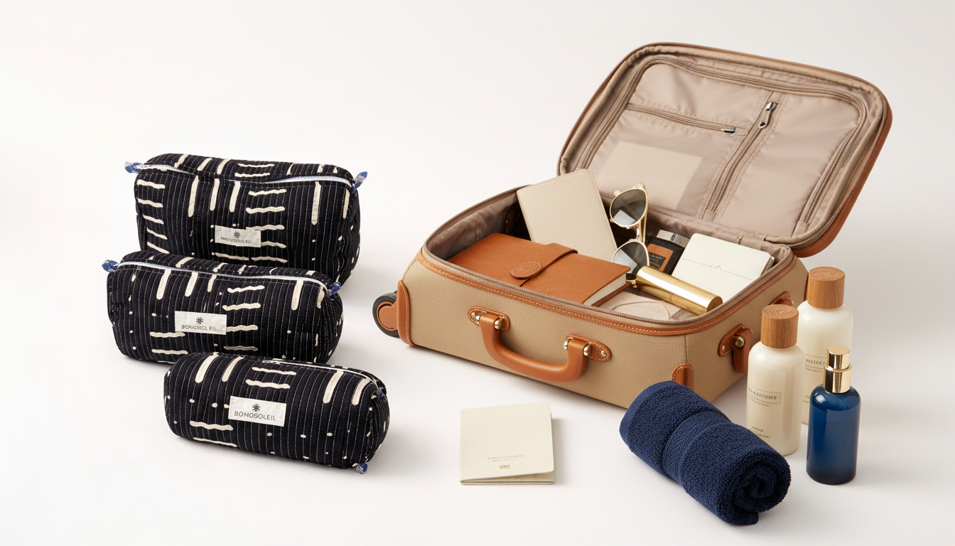Trousse voyage en coton matelassé : la meilleure trousse de toilette de voyage pour femme et homme