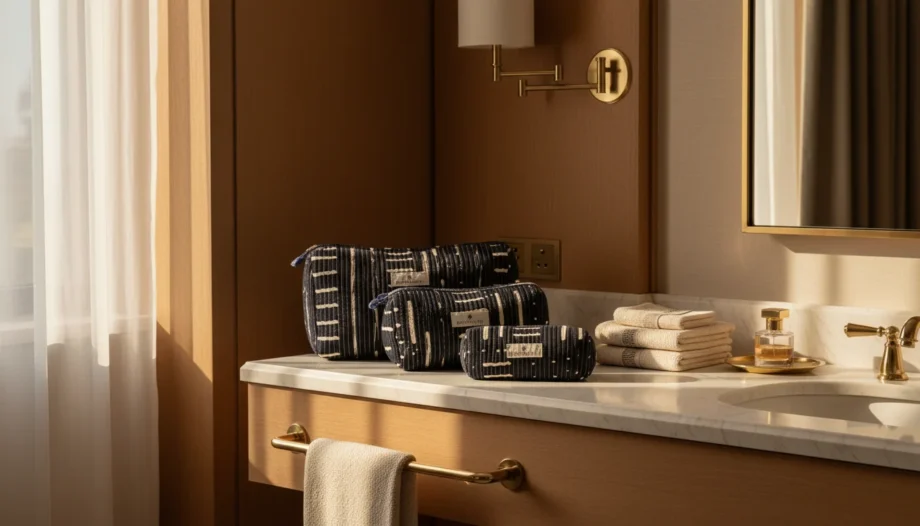 trousses de toilette en coton avion à l'hotel en voyage Bohosoleil