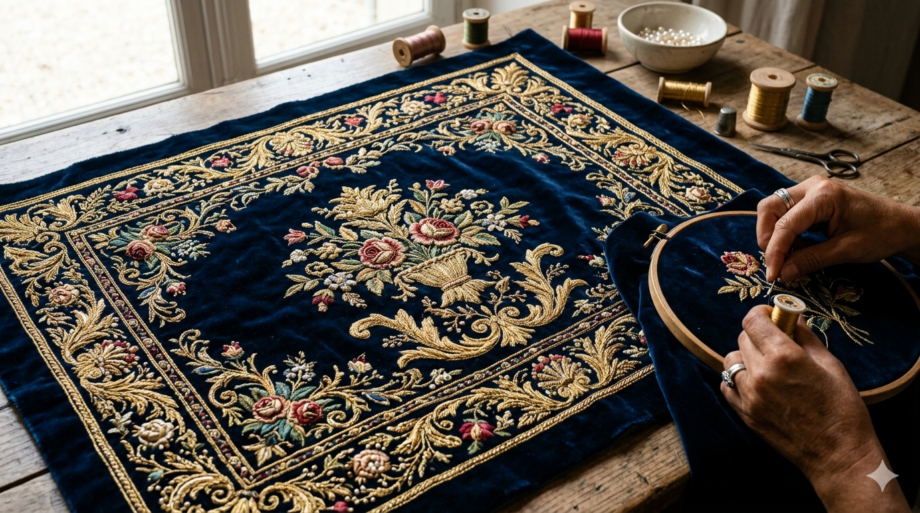 broderies velours perles