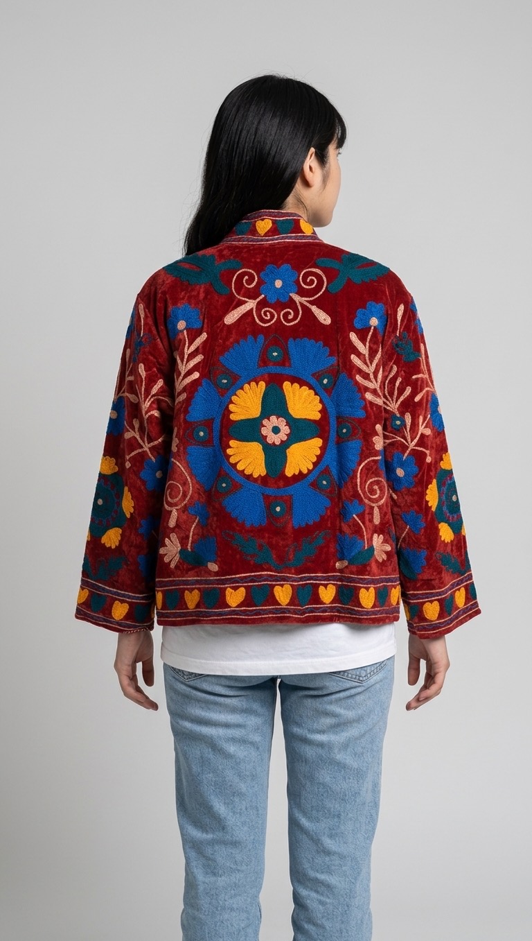 veste velours bordeaux suzanni rosacée fleurs 2
